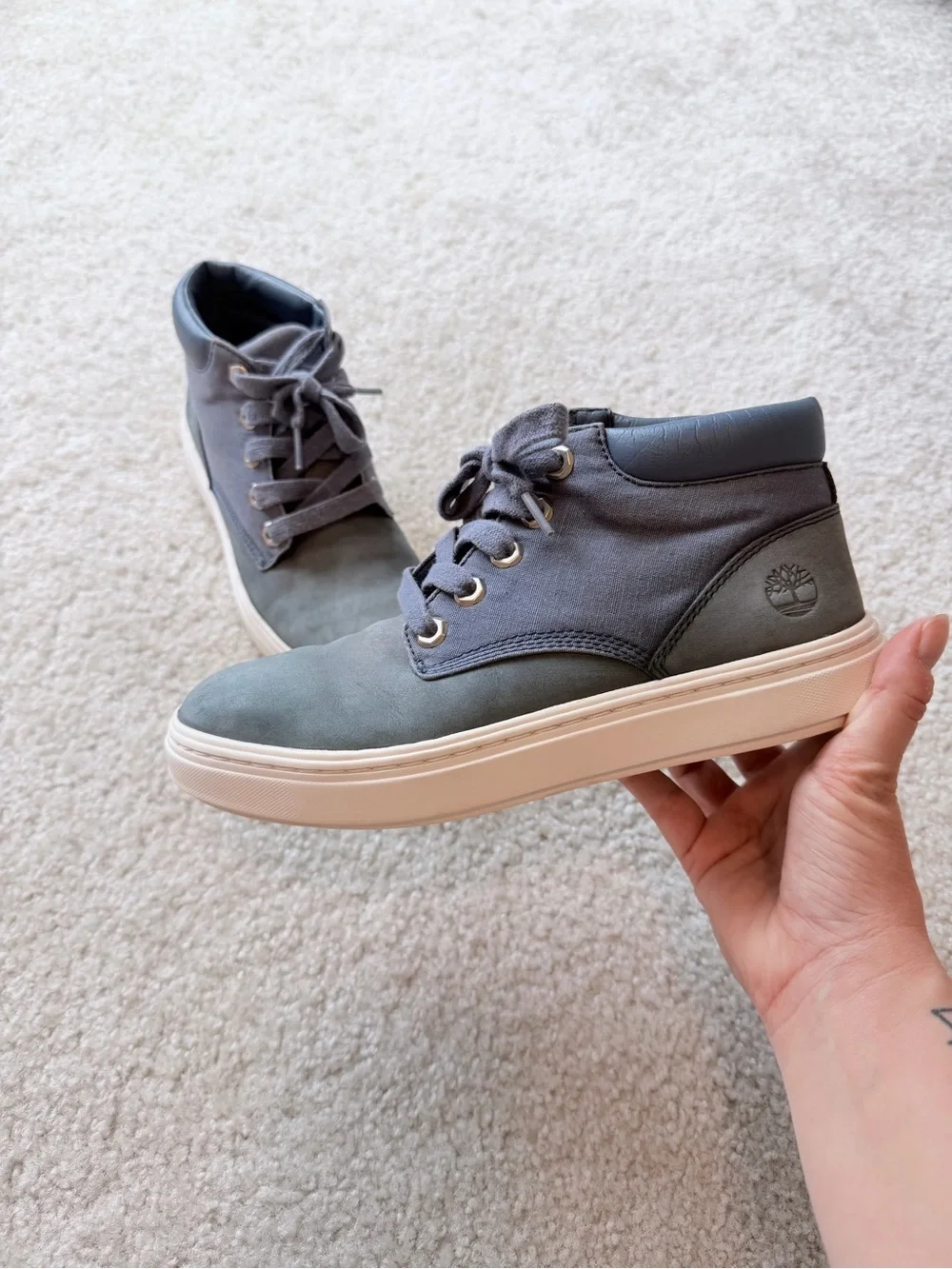 Timberland Bria Platform Sneakers Womens 6.5 Blue Leather Lace Up Casual Shoes